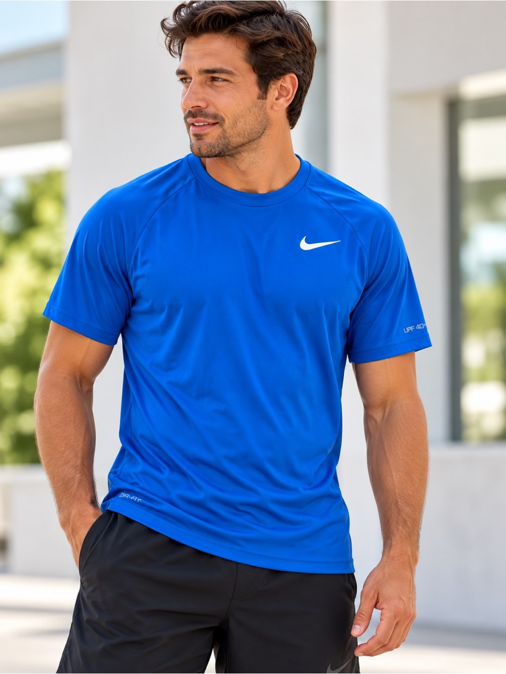 Nike Men’s Royal Blue Short Sleeve Dri-FIT Tee with White Swoosh